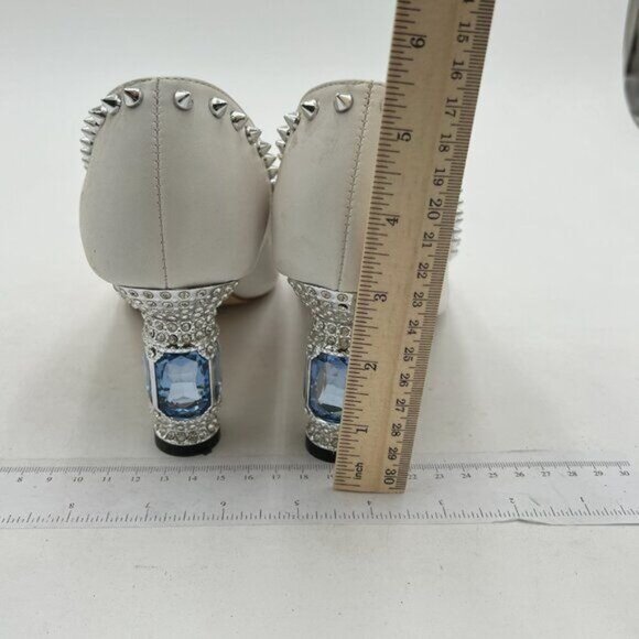 FSJ Women Bridal Pointed Toe Chunky Block High Heel Crystal Pumps Wedding - Picture 4 of 7